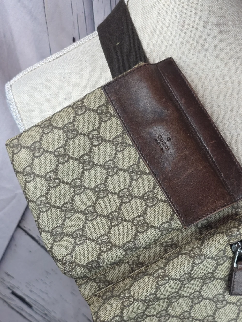 Gucci Beige/Brown Monogram Sling Belt Bag - Picture 3 of 10